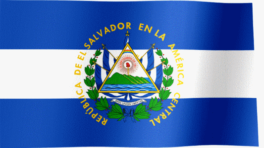El Salvador flag with big coat of arms