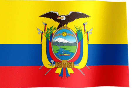 Ecuador flag with big coat of arms