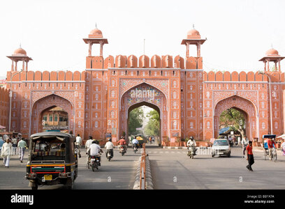 India rajasthan jaipur downtown chandpole gate entrance to the pink BB1X7A