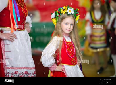 Belarus the city of gomil may 21 2021 childrens holiday ukrainian or belarusian little girl in